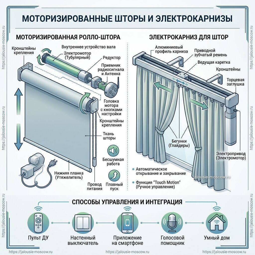 Моторизированные рулонные шторы на панорамных окнах
