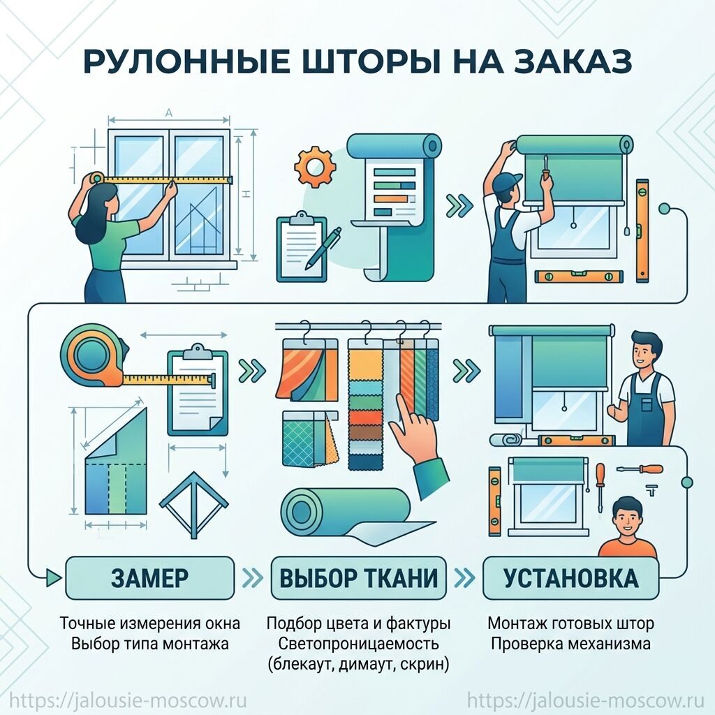 рулонные шторы на заказ в Москве и Подмосковье